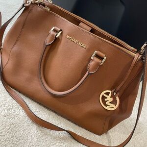 Michael Kors Brown Leather Tote with Gold Hardware